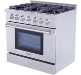 Thor Kitchen 36 Inch Professional Gas Range in Stainless Steel - Model HRG3618U