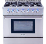 Thor Kitchen 36 Inch Professional Gas Range in Stainless Steel - Model HRG3618U