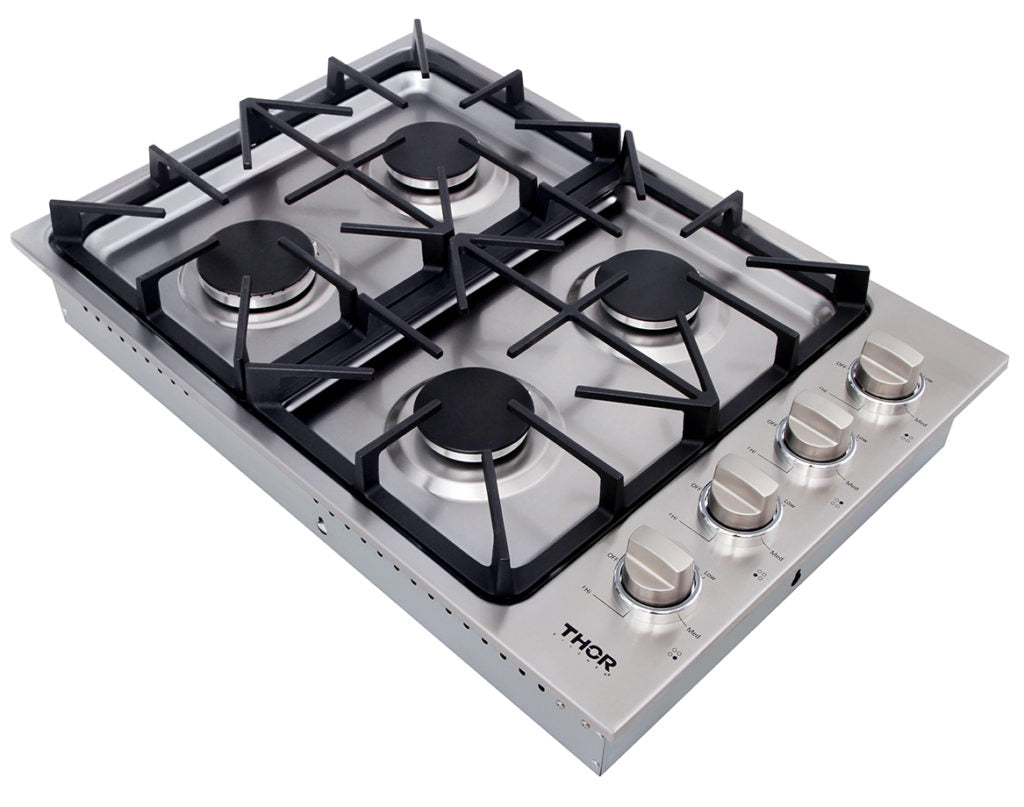 Thor Kitchen 30 Inch Professional Drop-In Gas Cooktop with Four Burners in Stainless Steel- Model TGC3001