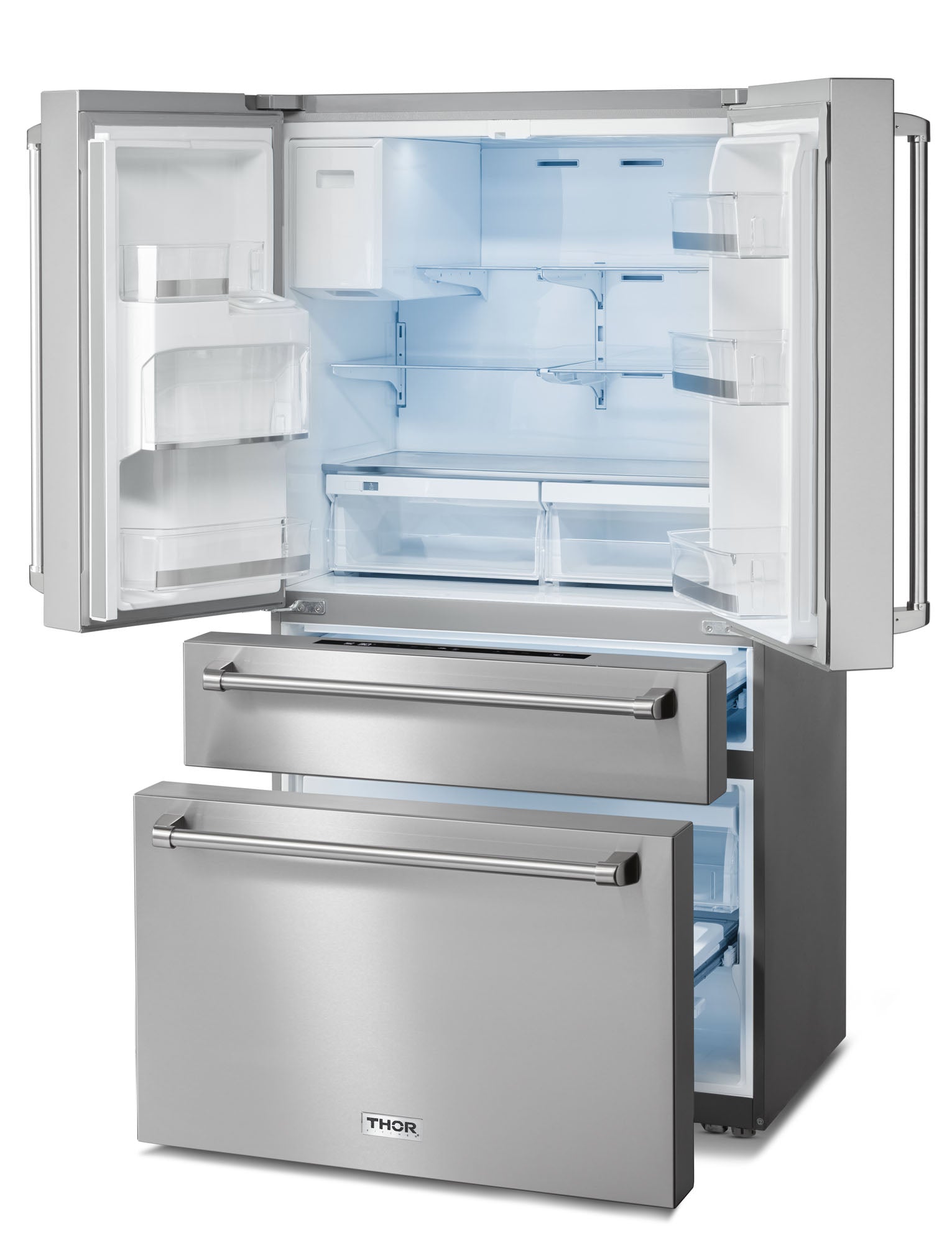 Thor Kitchen 36 Inch Professional French Door Refrigerator with Ice and Water Dispenser- Model TRF3601FD
