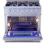 Thor Kitchen 36 Inch Professional Gas Range in Stainless Steel - Model HRG3618U (Renewed)
