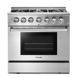 Thor Kitchen 36 Inch Professional Dual Fuel Range in Stainless Steel - Model HRD3606U (Renewed)