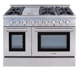 Thor Kitchen 48 Inch Professional Dual Fuel Range in Stainless Steel - Model HRD4803U (Renewed)