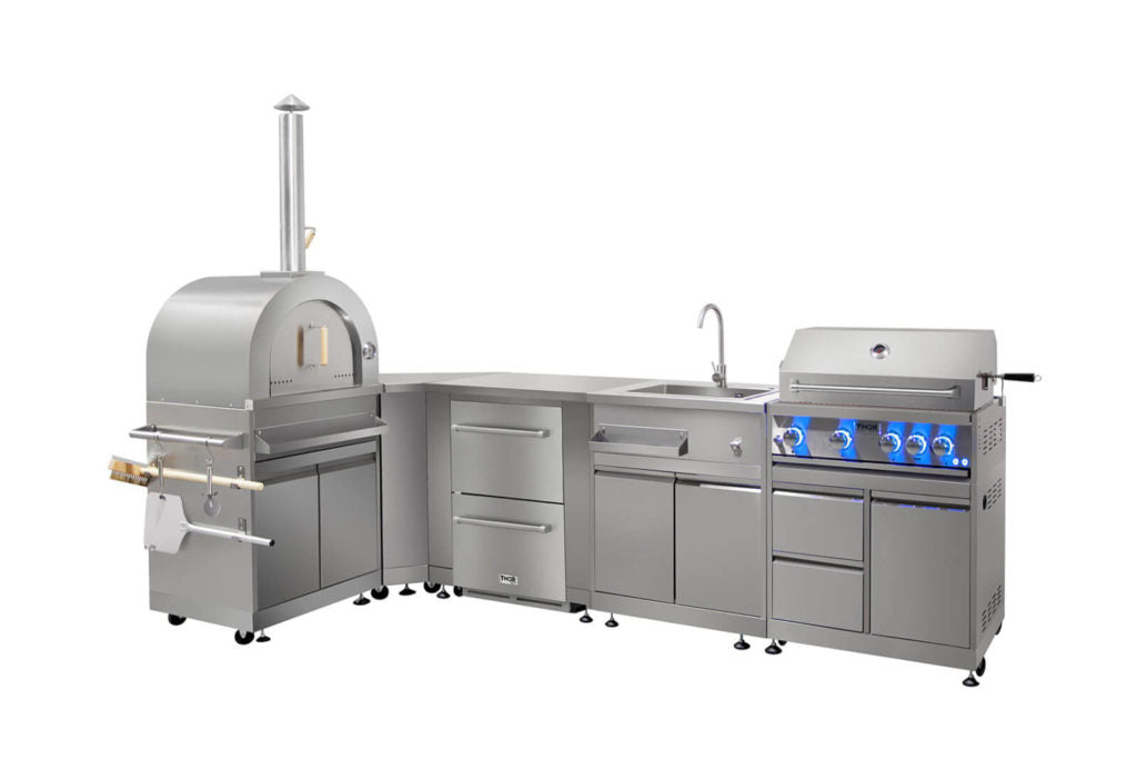 Thor Kitchen Outdoor Kitchen Pizza Oven And Cabinet In Stainless Steel -Model MK07SS304 (Renewed)