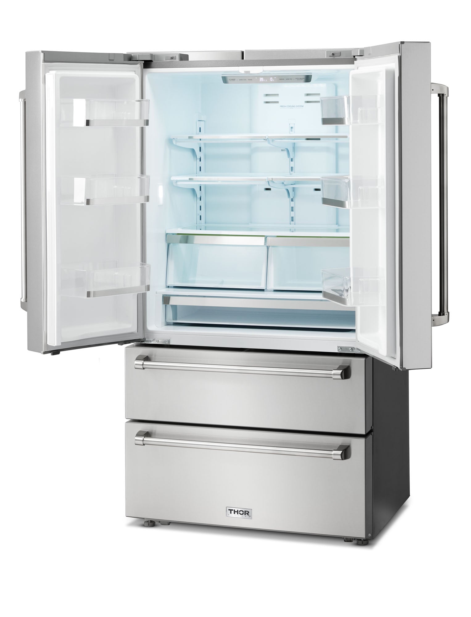 Thor Kitchen 36 Professional French Door Refrigerator with Ice and Water Dispenser TRF3601FD